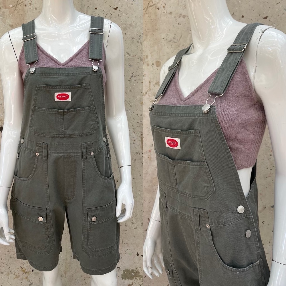 Revolt Women's Vintage Shortalls Short Overalls Fits  S